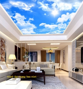 Living room wallpaper with ceiling stickers c219