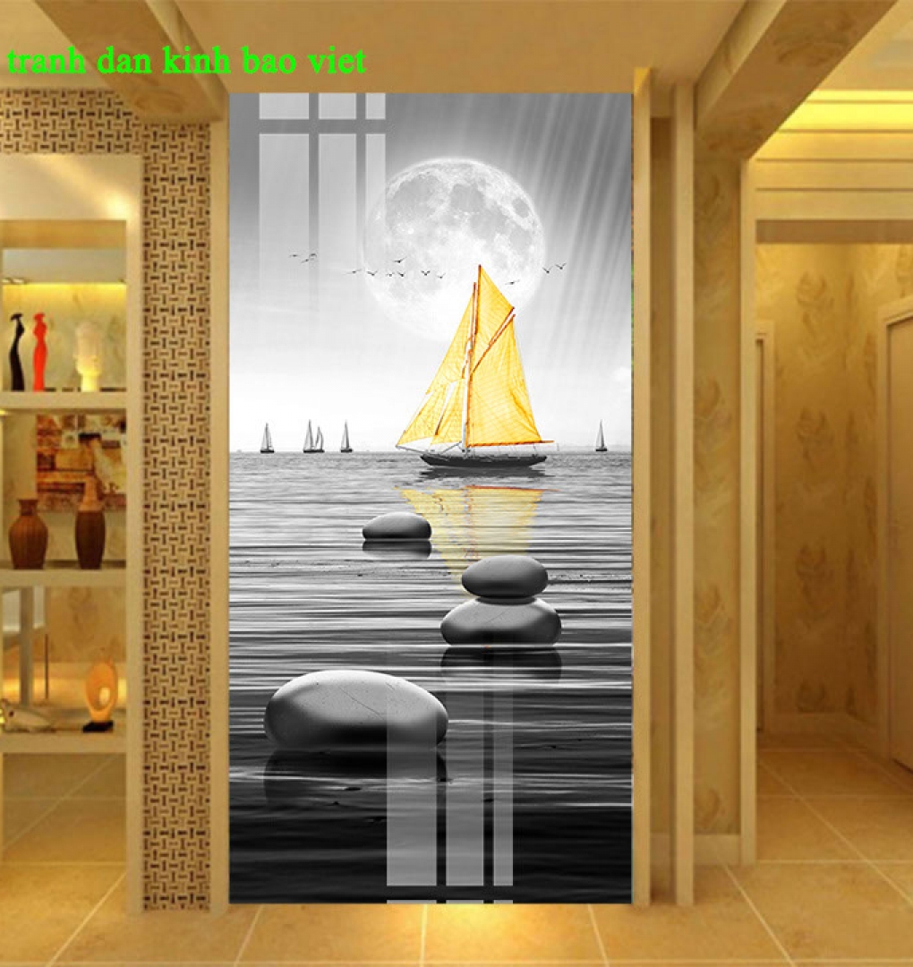 Two-sided glass painting with smooth sailing k429