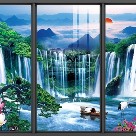 Tranh dán kính 3d 2 mặt sơn thuỷ ft164