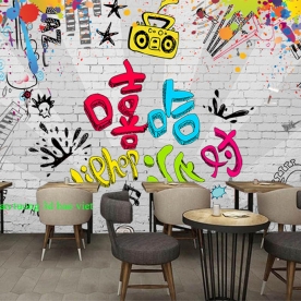 Tranh dán tường cho quán cafe n2003-359