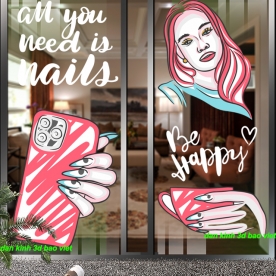 Decal dán kính cao cấp 3d trong suốt nails spa se194