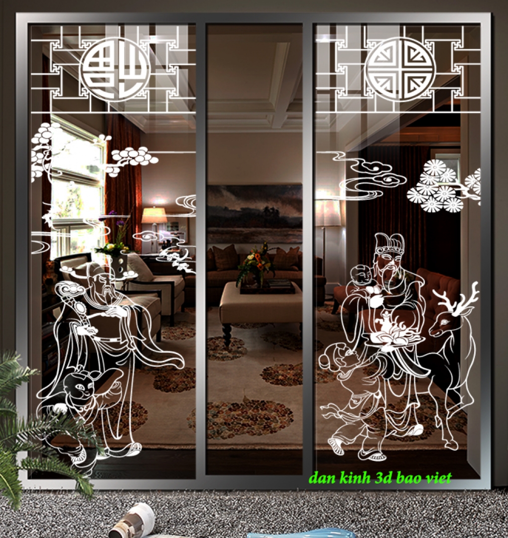 Decal dán kính nghệ thuật 3d phong thủy sig030