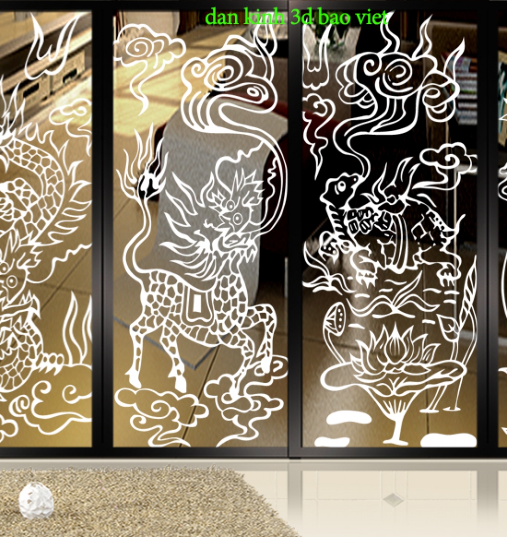 Decal dán kính nghệ thuật 3d trong suốt glass185