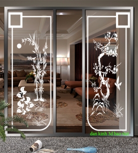 Decal dán kính nghệ thuật 3d trong suốt glass186