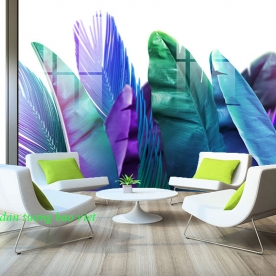 Tropical leaves glass wallpaper h361
