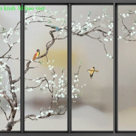 Bedroom wallpaper with glass walls se089