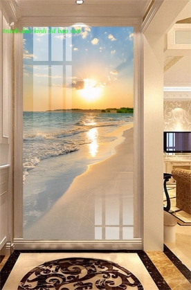 2 sided 3d glass stickers of seascape k444