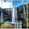 3d glass painting of beautiful waterfall scene w213