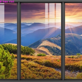 2003-1 landscape 3d glass painting with 2 sides