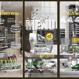 Decal dán kính nghệ thuật menu cho quán ăn glass127