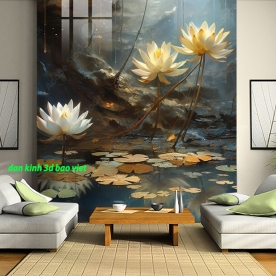 Tranh dán kính 3d 2 mặt hoa sen n2005-50