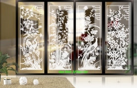 Decal dán kính nghệ thuật 3d trong suốt bốn mùa glass190