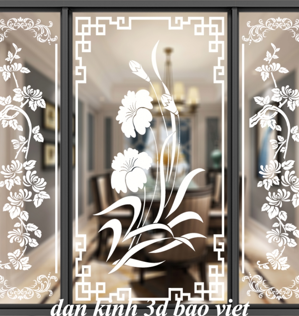 Decal dán kính nghệ thuật 3d trong suốt glass188