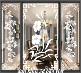 Decal dán kính nghệ thuật 3d trong suốt glass188