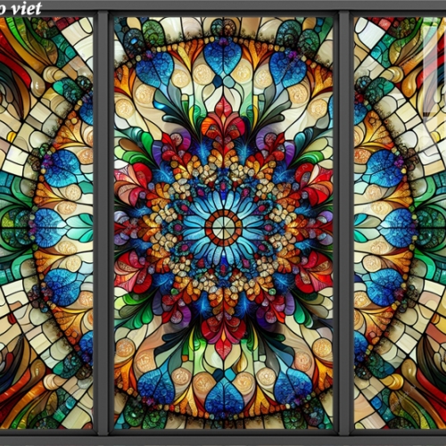 Tranh dán kính 3d 2 mặt hoa văn cổ điển n2026-105