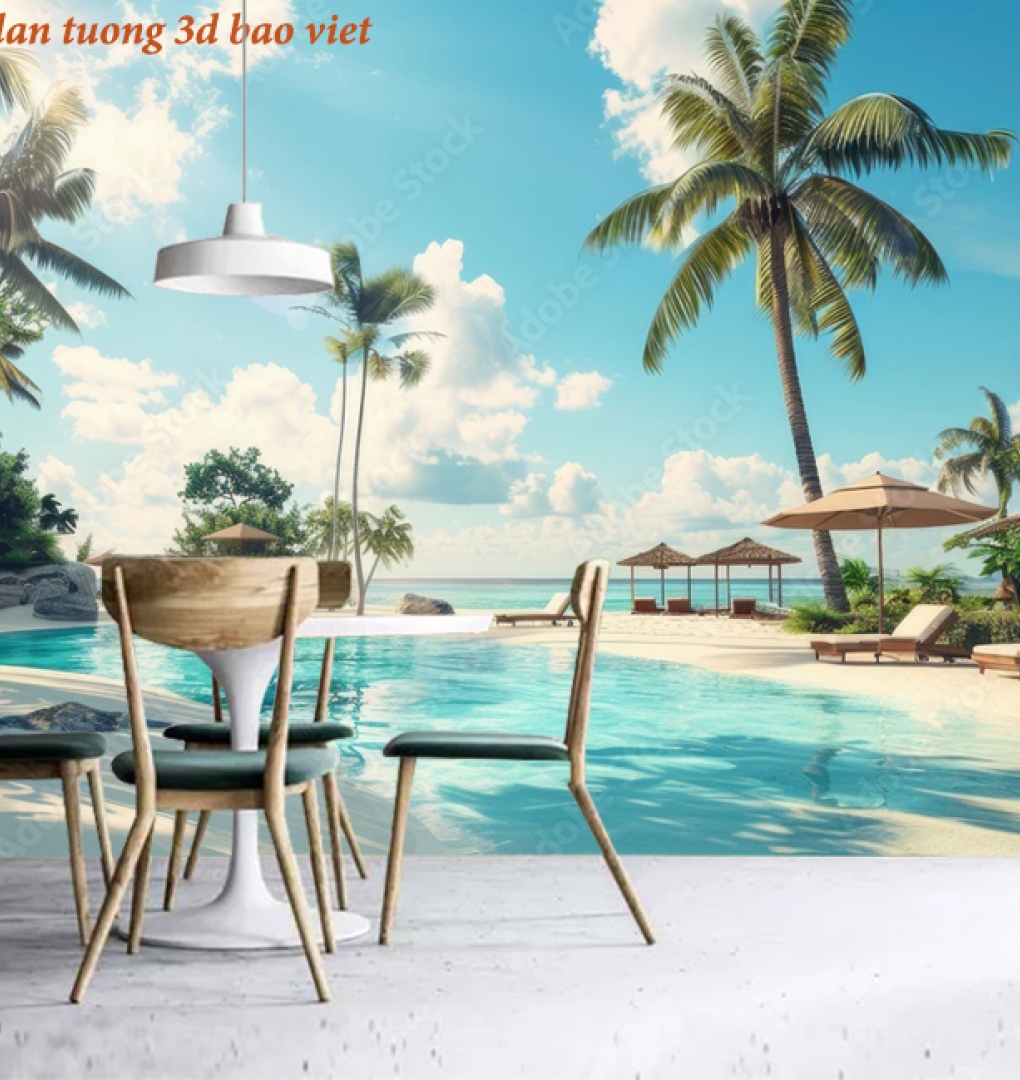Tranh dán tường phong cảnh biển 3d n2026-88