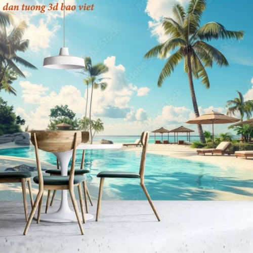 Tranh dán tường phong cảnh biển 3d n2026-88