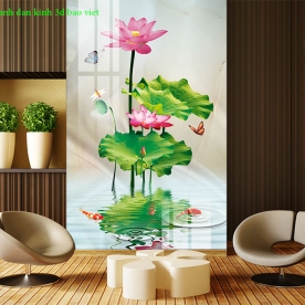 3d glass stickers with 2 sides of lotus k447