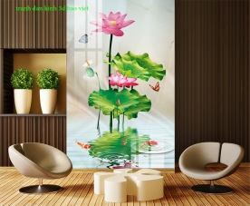 3d glass stickers with 2 sides of lotus k447