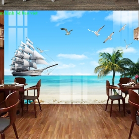 Seascape murals 3d glass stickers s295