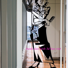 Decal dán  kính nghệ thuật cho tiệm tóc glass084