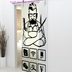 Decal dán kính nghệ thuật cho tiệm tóc glass083