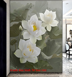 3d glass painting with 2 sides of lotus n2003-31
