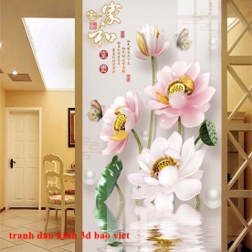 3d glass painting with 2 sides of lotus n2003-55