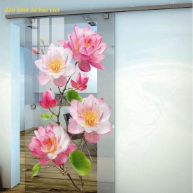 Decal dán kính cao cấp 3d hoa sen  se209