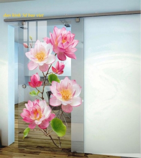 Decal dán kính cao cấp 3d hoa sen  se209