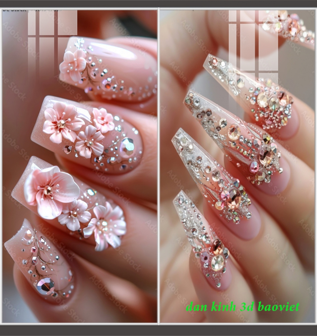 Decal dán kính cao cấp 3d nail spa n2026-122