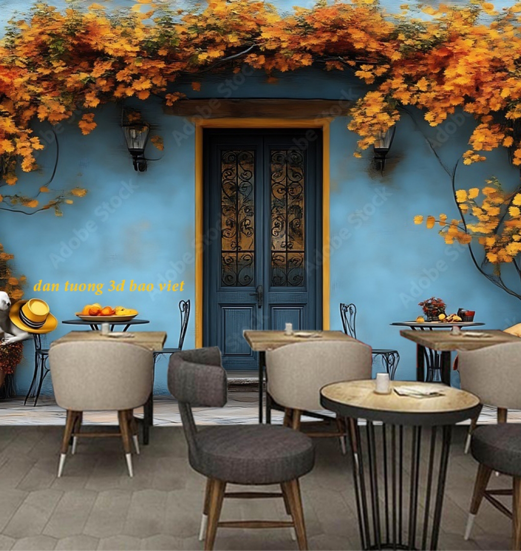 Tranh dán tường cho quán cafe 3d n2026-149