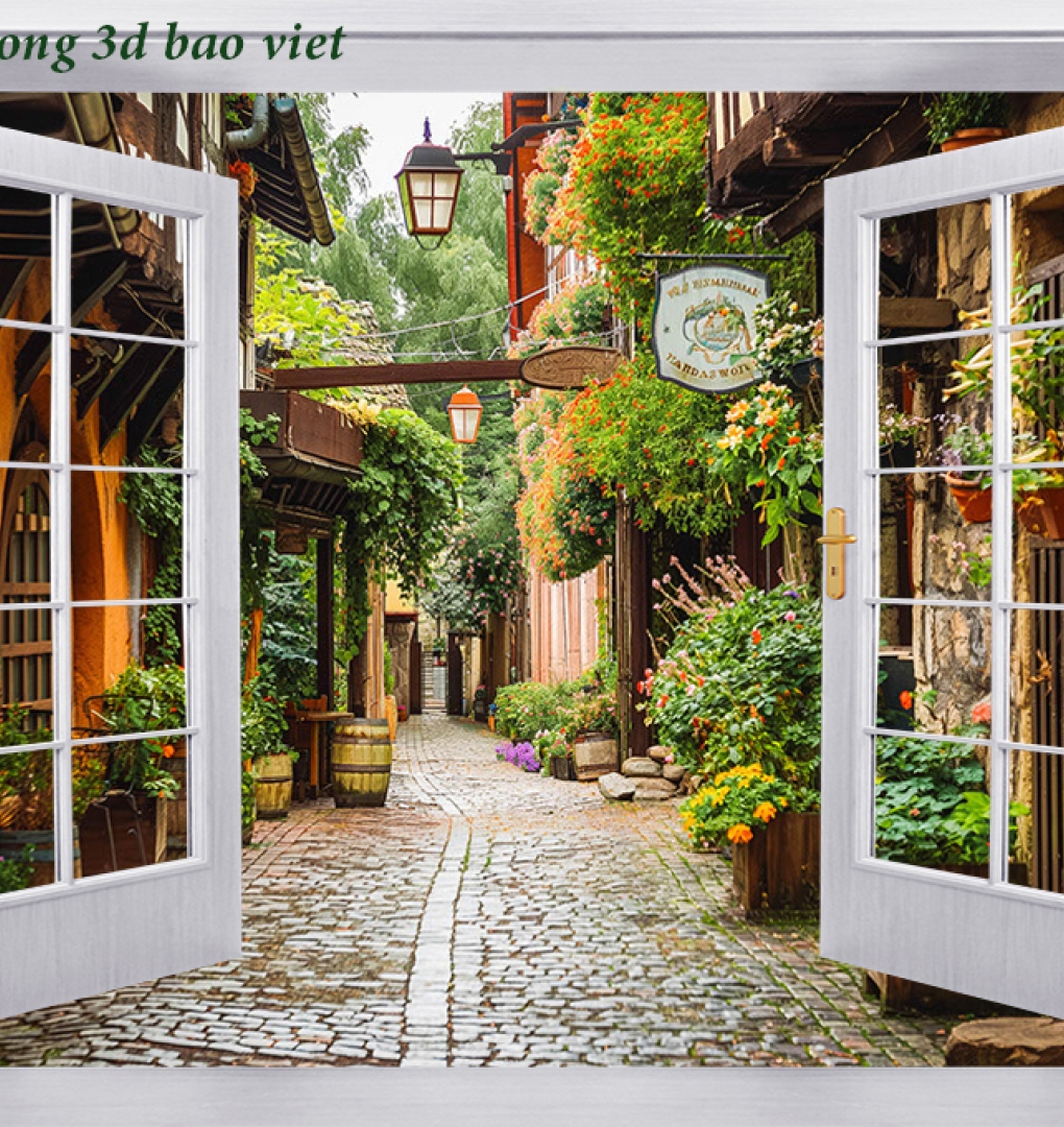 Tranh dán tường cửa sổ 3d fm628