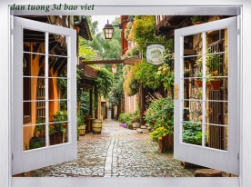 Tranh dán tường cửa sổ 3d fm628