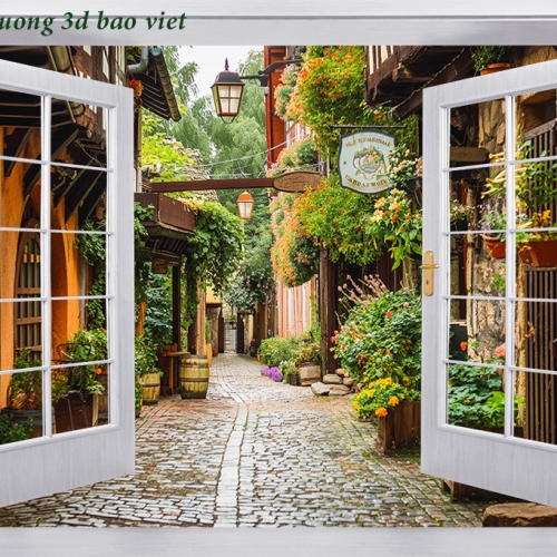 Tranh dán tường cửa sổ 3d fm628