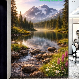 Tranh dán tường sông núi s624