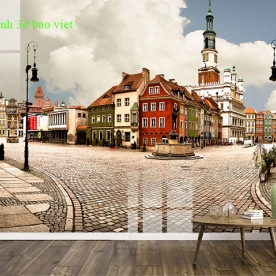 Wall murals for the cafe with 3d double-sided glass fm565