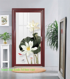 3d glass stickers with 2 sides of lotus k465
