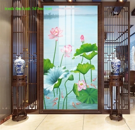 3d glass stickers 2 sides lotus flower k468