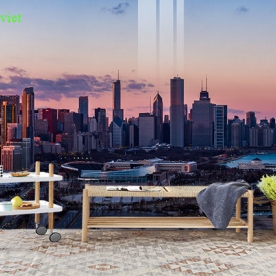 Cityscape wall murals 3d double-sided glass fm566