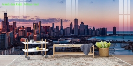 Cityscape wall murals 3d double-sided glass fm566