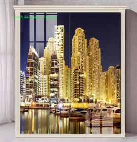 Cityscape wall murals with 3d glass stickers me411