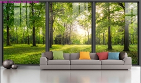 Natural landscape murals 3d double-sided glass stickers tr373