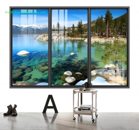 River and mountain wall murals 3d double-sided glass me409