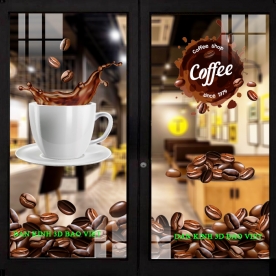 Decal dán kính cao cấp 3d cho quán cafe se130