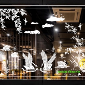 Decal dán kính nghệ thuật 3d trong suốt glass132