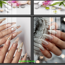 Decal dán kính cao cấp 3d cho tiệm nails spa nails058