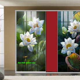 Tranh dán kính 3d 2 mặt hoa sen k605