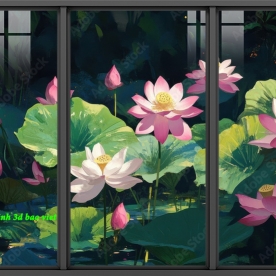 Tranh dán kính 3d 2 mặt hoa sen n2005-264