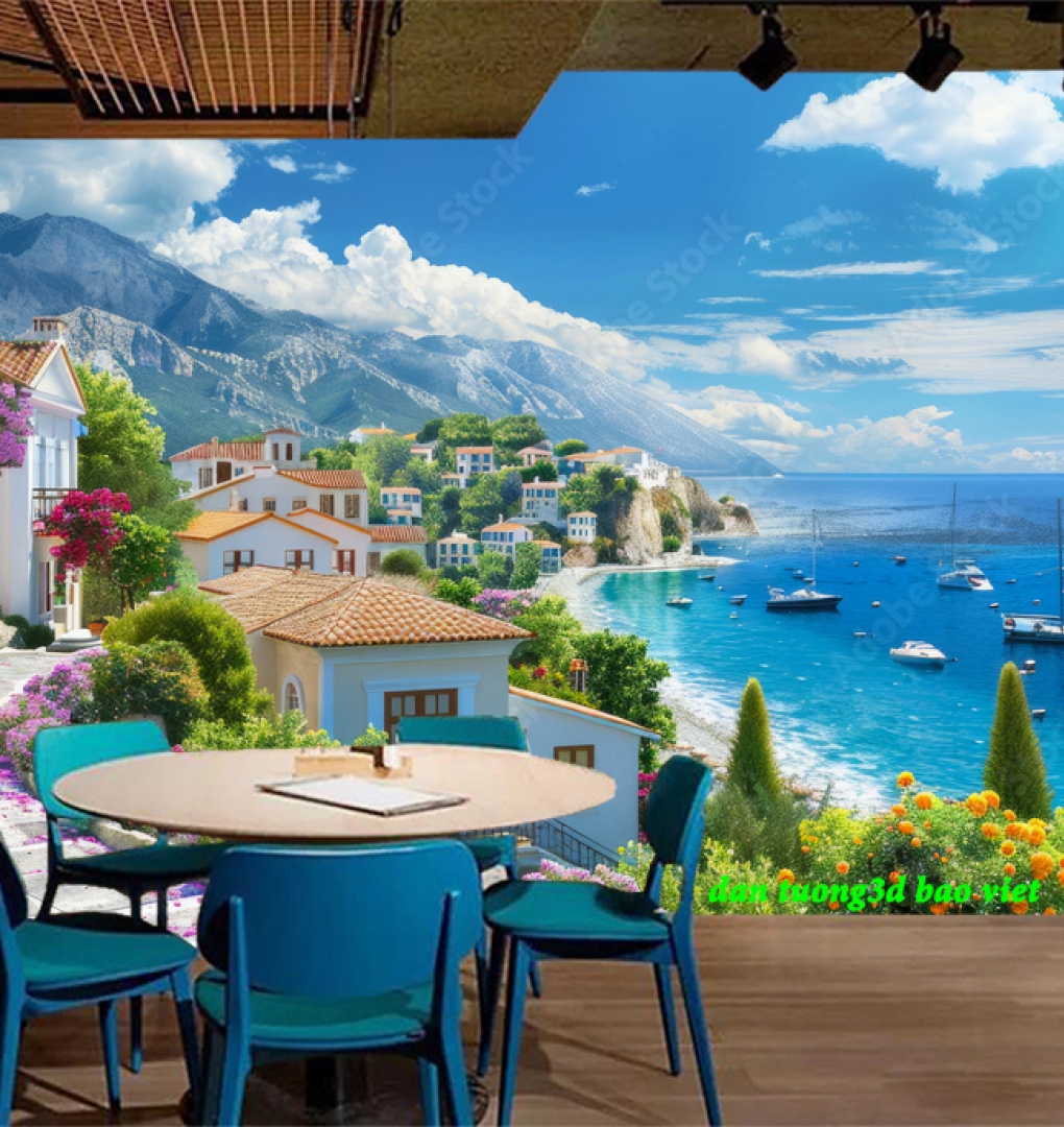 Tranh dán tường cho quán cafe n2005-244